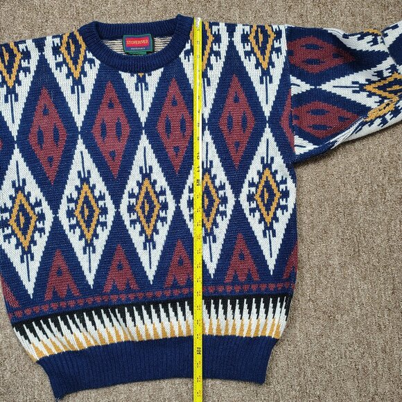 Vintage STONERIVER OUTFITERS Sweater Men L Crew Neck Pullover Geometric Cosby - Picture 8 of 9